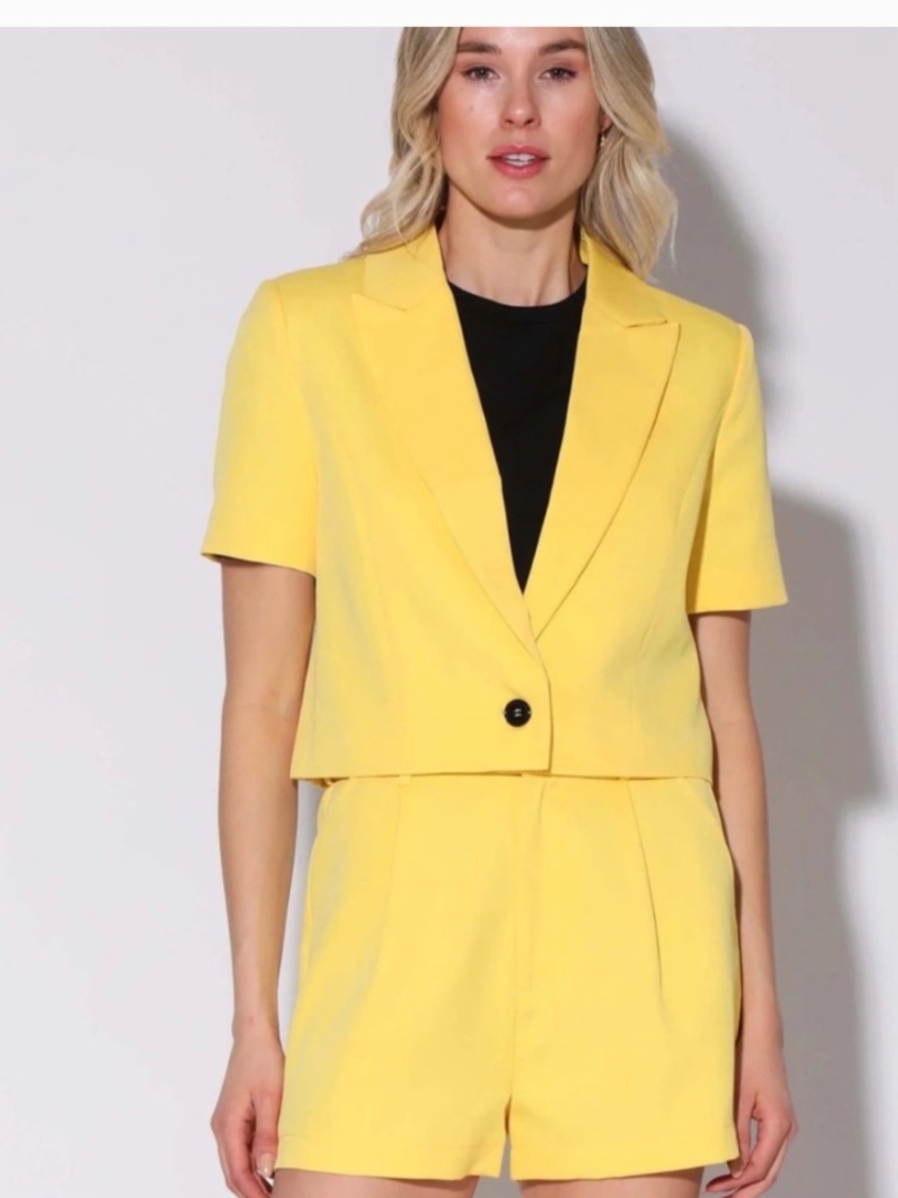 NWT Walter Baker Zest Yellow Cropped Blazer & Shorts Set XS | Matching Suit |